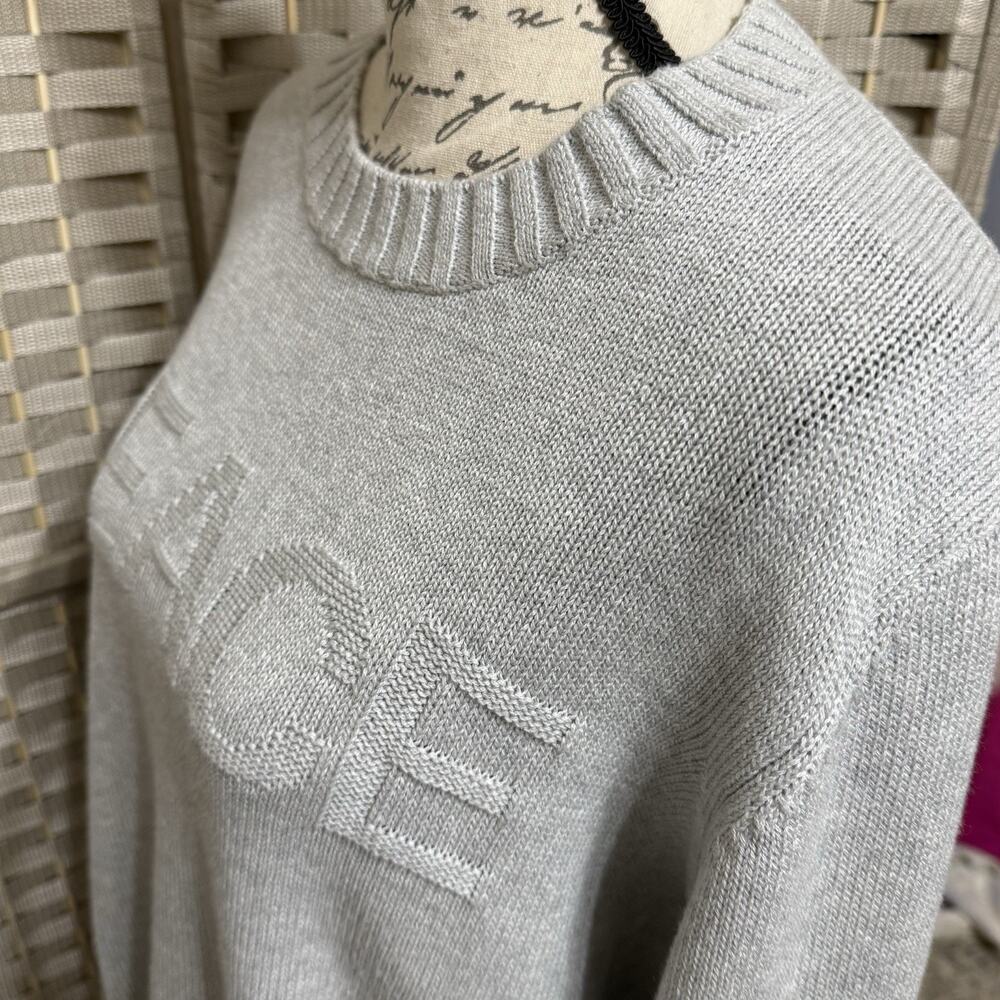 Alashan PEACE Cotton Cashmere Pullover Crew Sweater Women XL Gray Long Sleeve - Picture 5 of 10